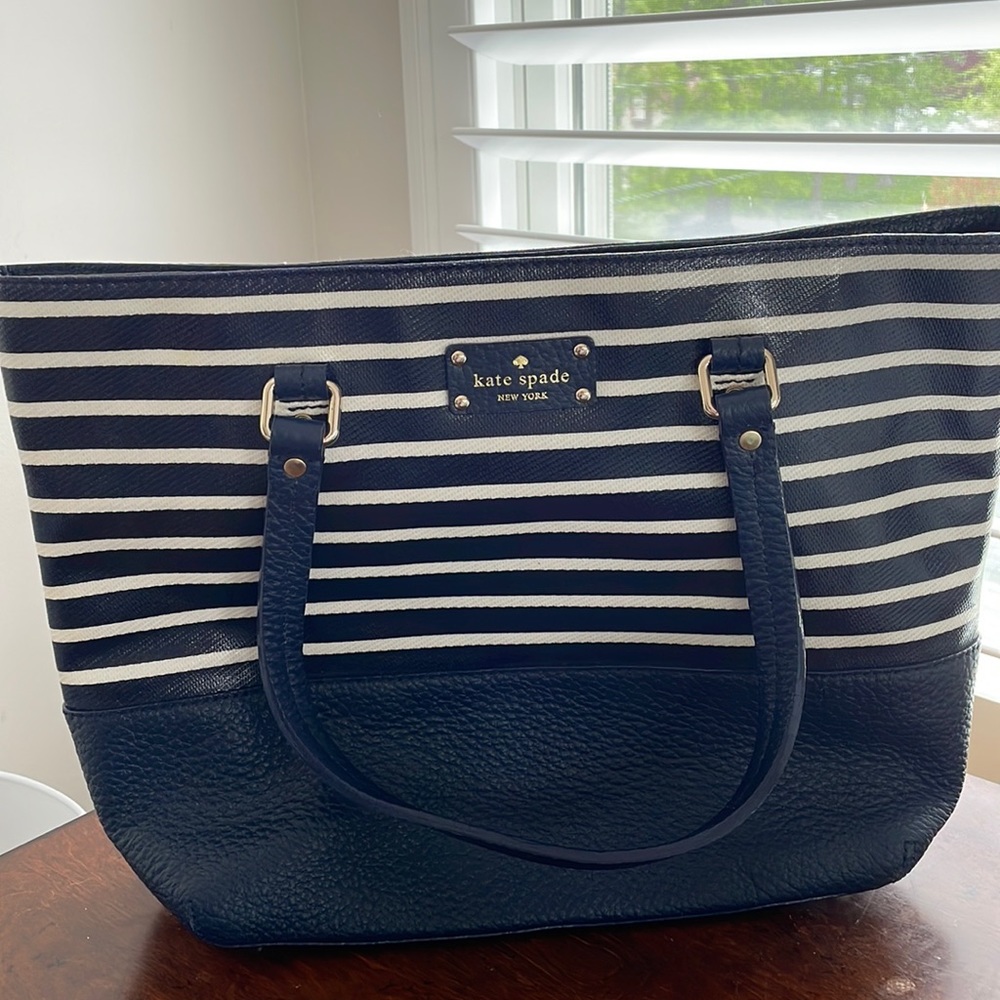 Kate Spade blue and white striped purse..